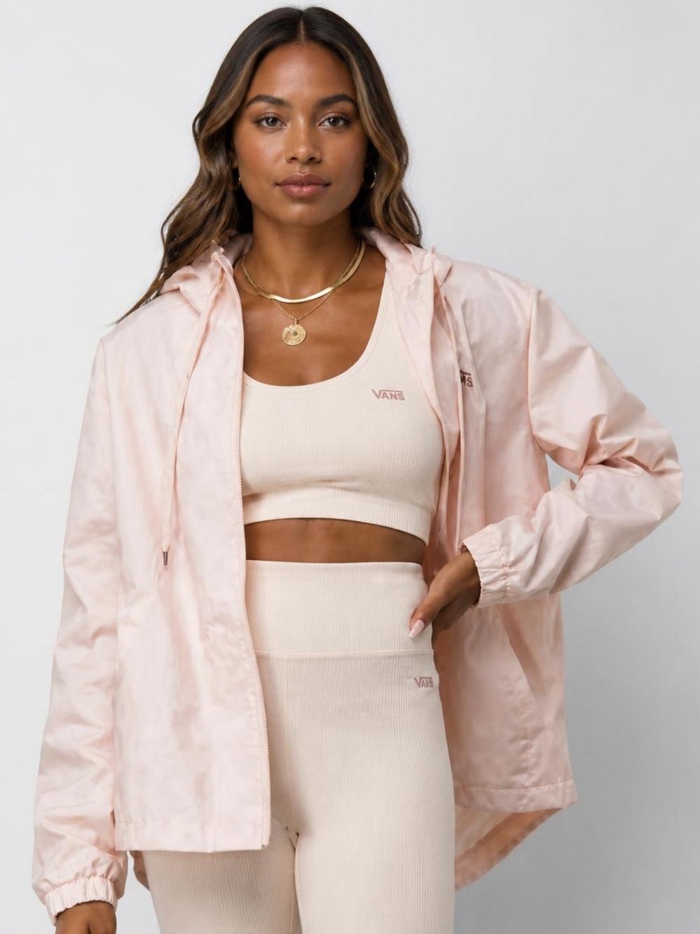 Vans Light Rose Pink Hooded Bomber Jacket
